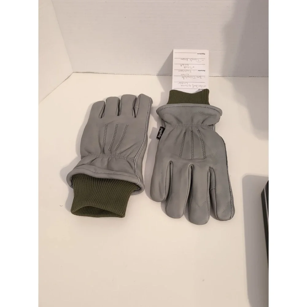RefrigiWear Leather Thinsulate Waterproof  Touchscreen Fingertips‎ Gray Large